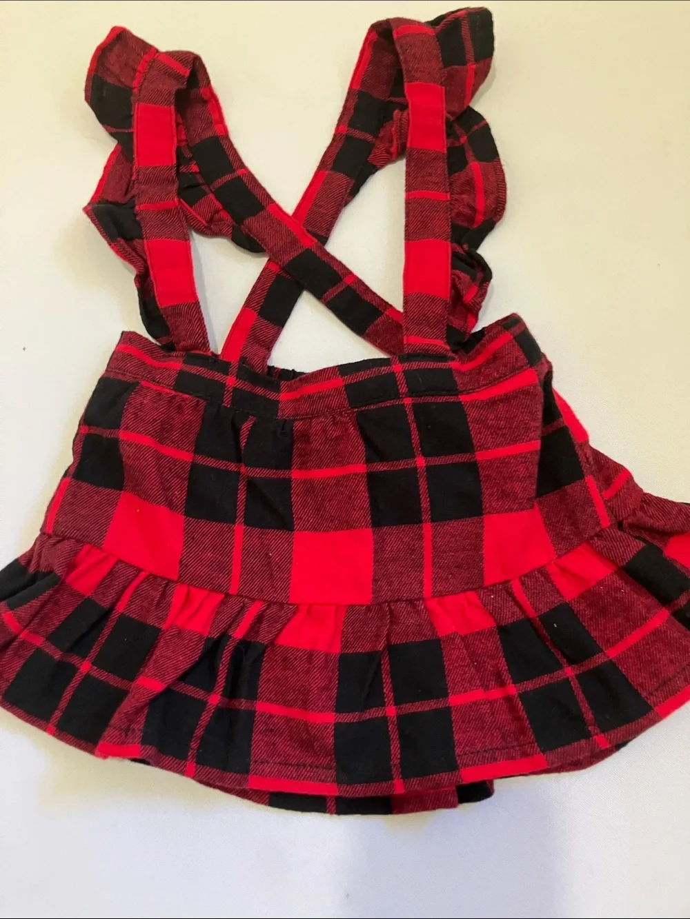 The Children's Place Red and Black Plaid Pinafore Skirt